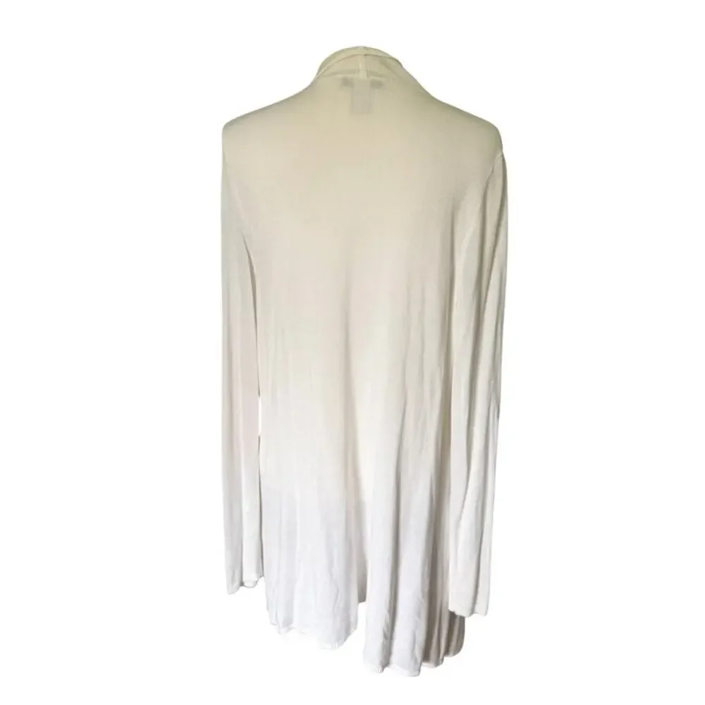 White House Black Market Open Front Cardigan Sweater White Size Large